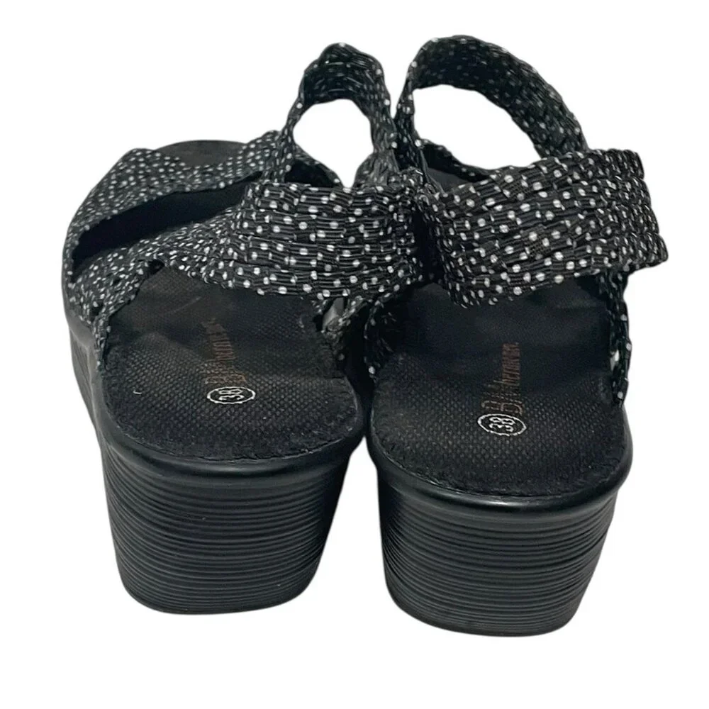 Bernie Mev Womens Polka Dot Sandals Peep Toe Wedge Black White Comfort 38 US 7 - Picture 6 of 9